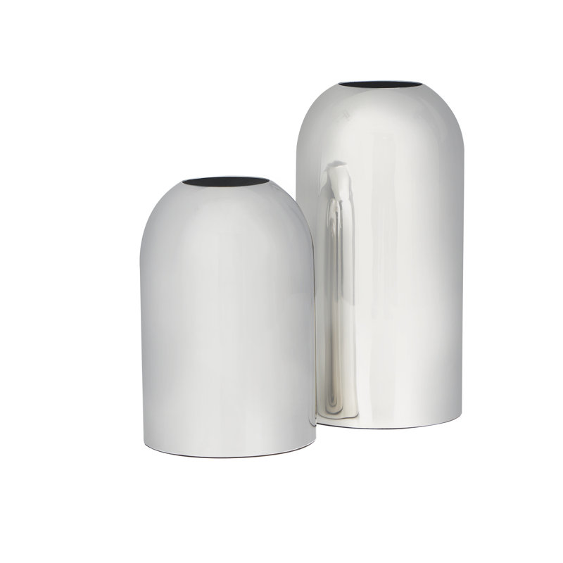 Ensemble de vases décoratifs en métal et en acier inoxydable avec miroir élégant
