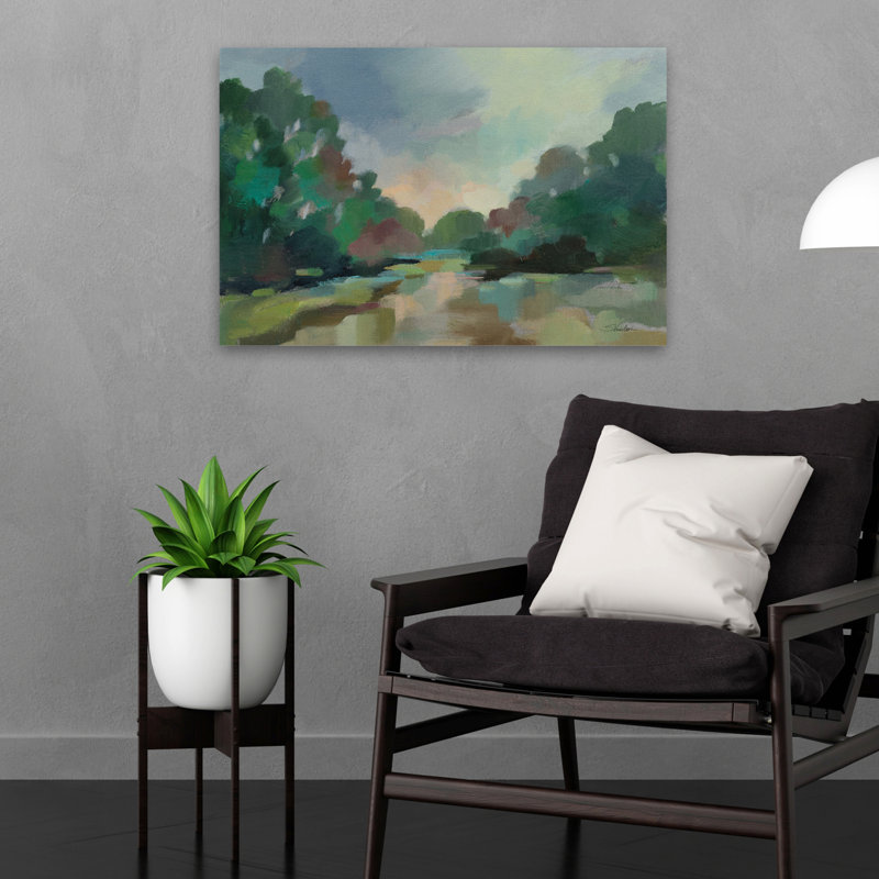 Dawn - Blue Dawn Green Landscape, 24" H x 16" W