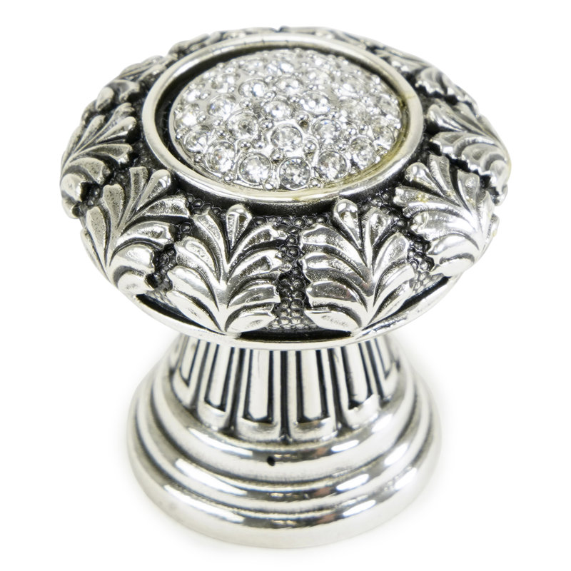VERONA KNOB; CLEAR CRYSTAL;, Silver, 1 3/8"
