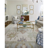 Nellie Hand Knotted Wool Block Print Area Rug