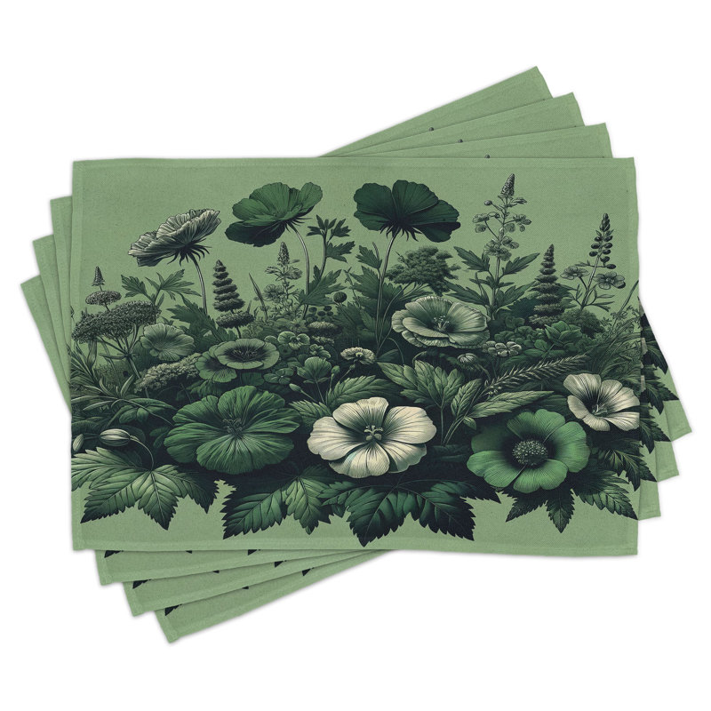 Ensemble de 4 napperons vert foncé Ambesonne
