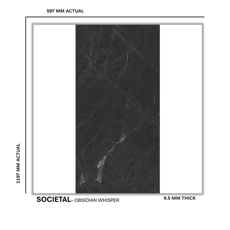 Societal 24" X 48" Porcelain Stone Look Tile, Obsidian Whisper