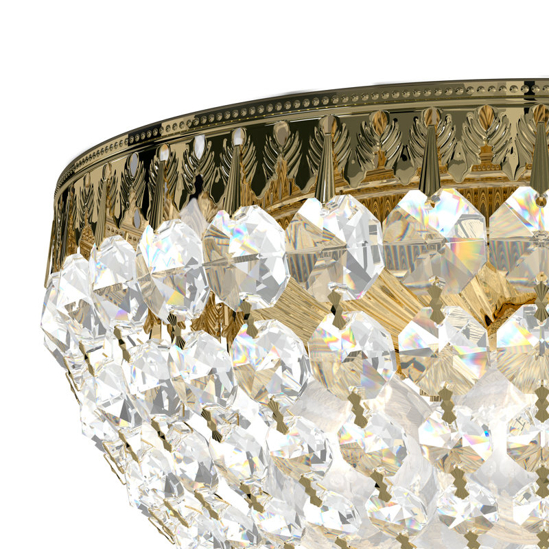 Petit Crystal Flush Mount, 6.5" H x 12" W x 12" D, Gold/Spectra Swarovski