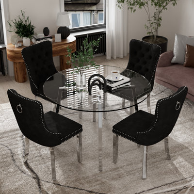 Round Glass Dining Table Set