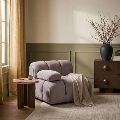 Fauteuil modulaire en tissu performance velours taupe Lindenwold