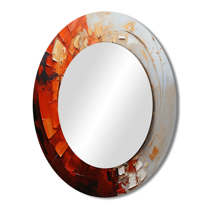 Energetic Spiralscape I - Abstract Oval Decorative Mirror On Metal, 43" x 33"