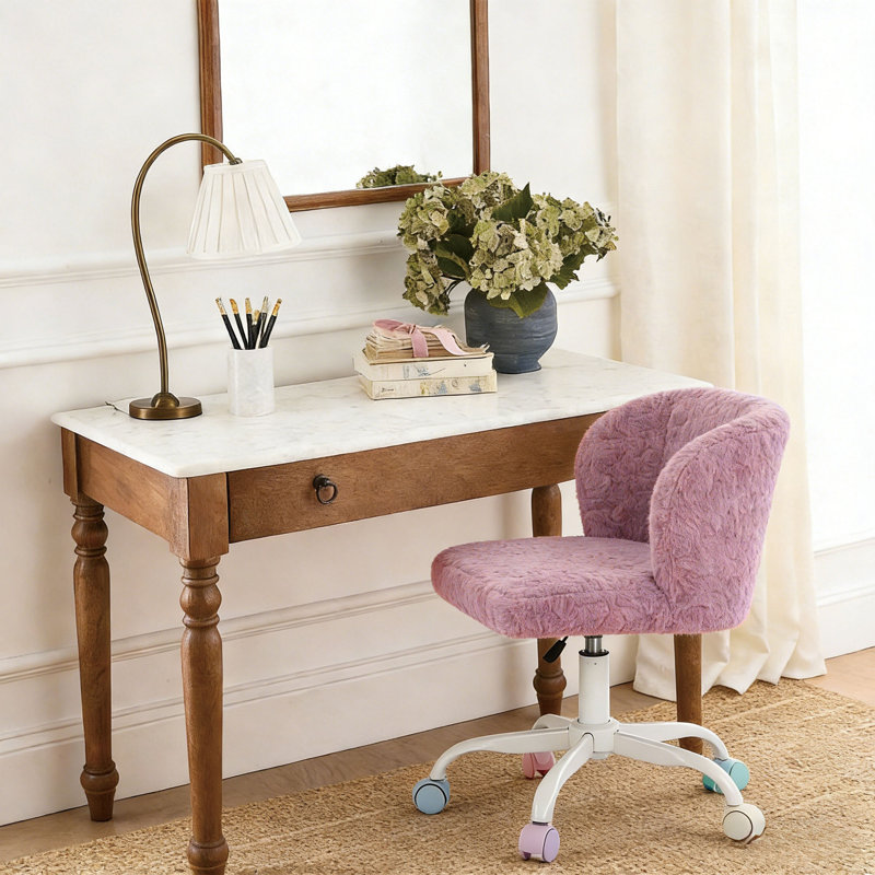 Chaise pivotante à hauteur réglable, base en métal avec roues colorées, Mauve