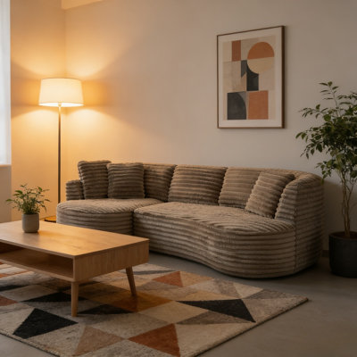 Canapé modulaire en L en chenille moderne, canapé d'angle spacieux pour le salon et l’appartement