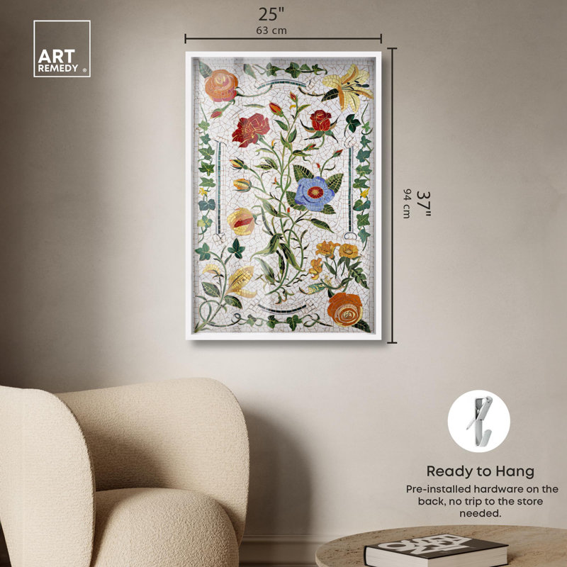 Victorian Posy, H 37 po x l 25 po, Blanc