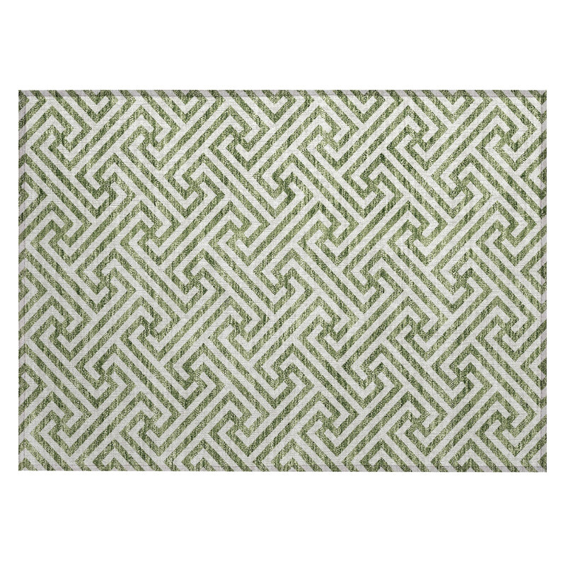 Washable Geometric Indoor / Outdoor Rug, Rectangle 1'8" x 2'6"