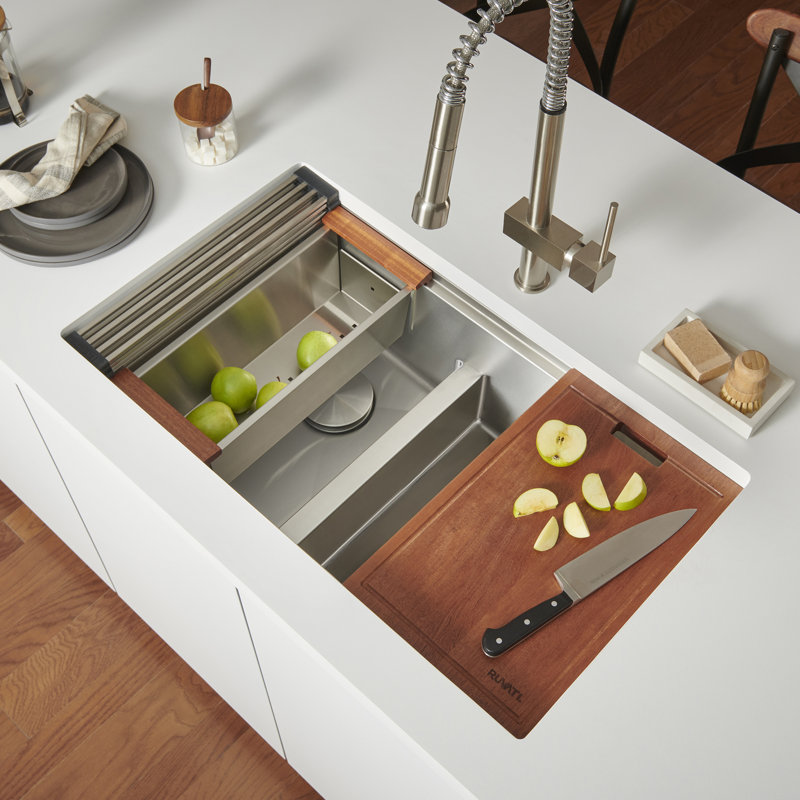 33" L x 19" W Double Basin Undermount Kitchen Sink