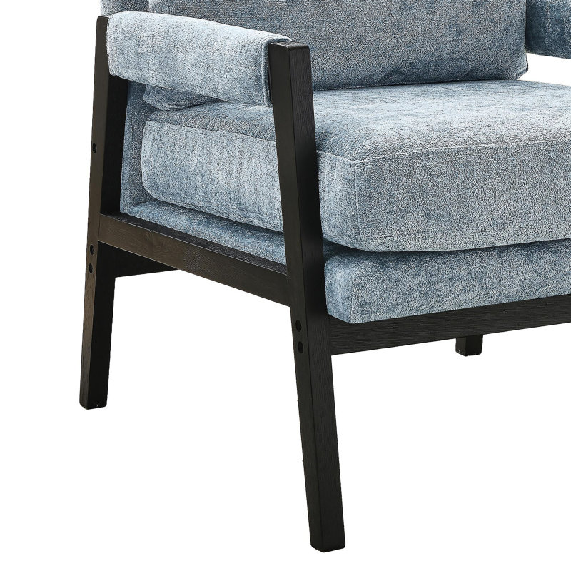 Kelly Mid-Century Modern Chenille Upholstered Accent Armchair, Blue