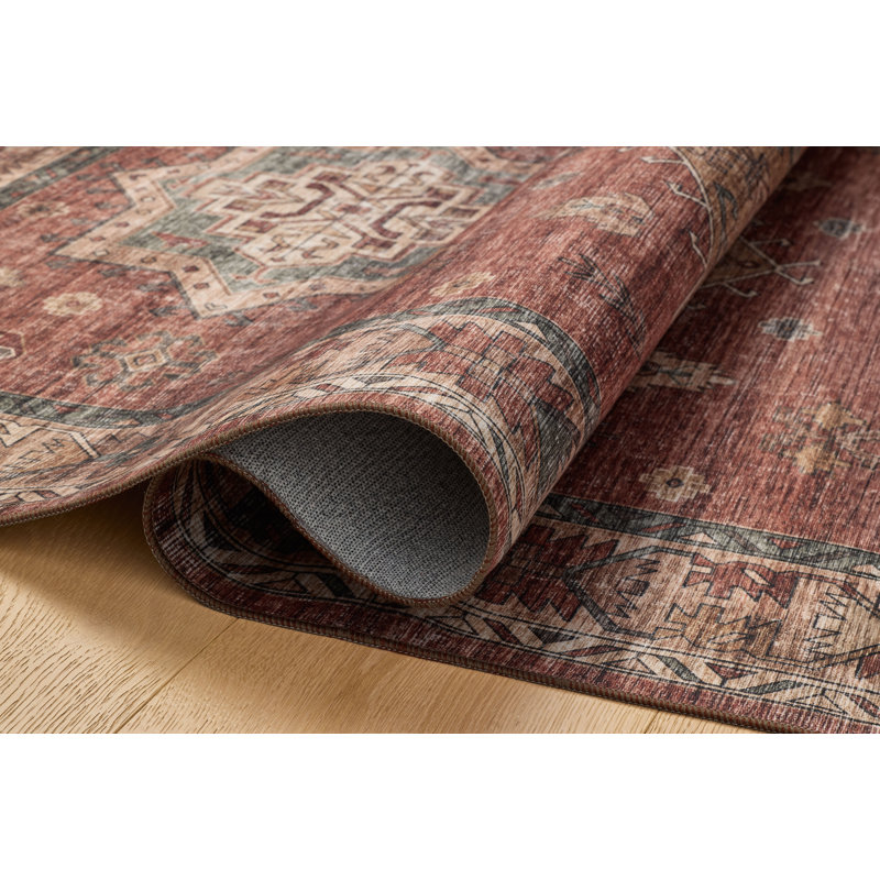 Aaronley Machine Washable Spice / Multi Area Rug, Rectangle 9' x 12'