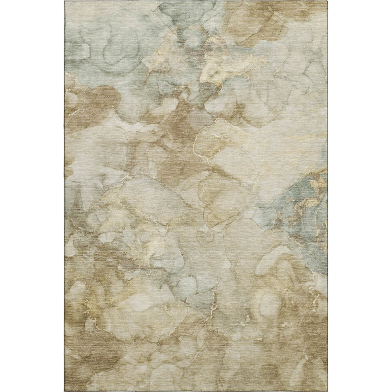 Premium Machine Washable Mayfield AMF2018 Abstract Rug, Beige, 9' x 12'