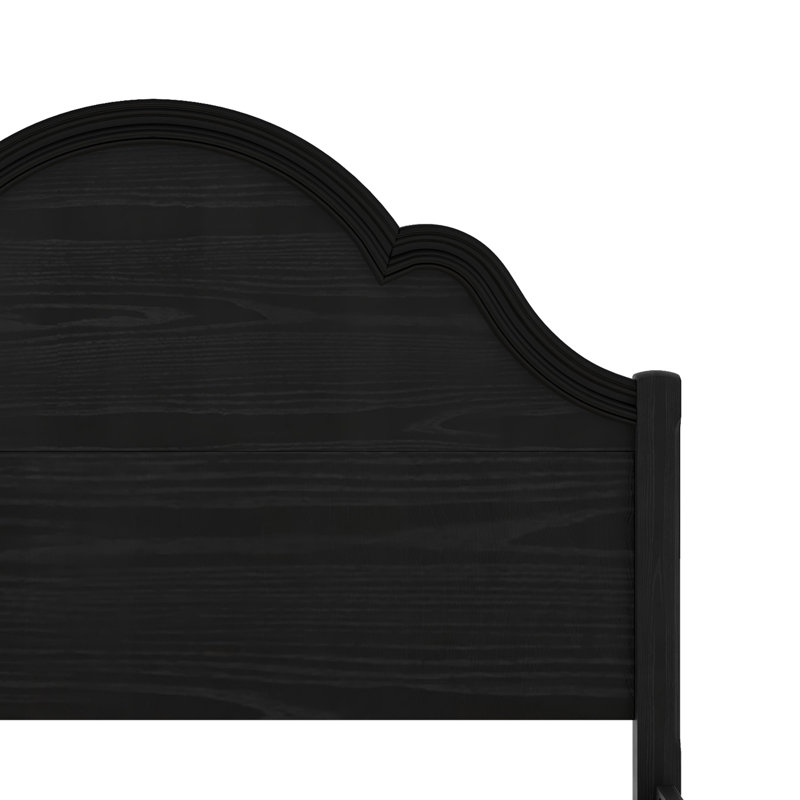 Lit plateforme classique en bois avec tête et pied de lit, Black, Full / Double