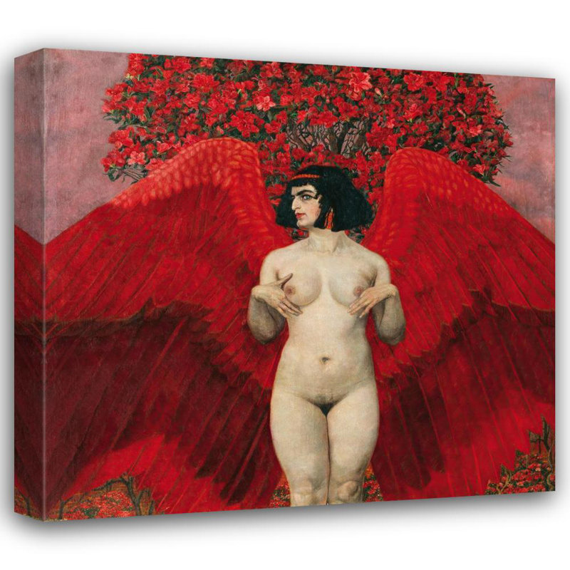 "Red Angel" par Karl Mediz - Art mural sur toile tendue avec châssis, H 24 po x l 17 po