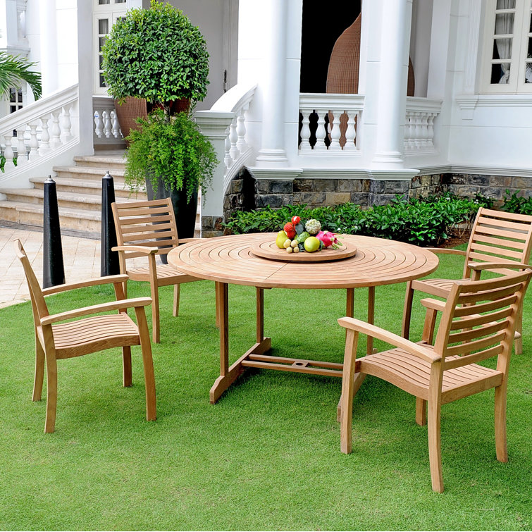 Ialiyah 59.4'' Round 4 - Person Outdoor Dining Set