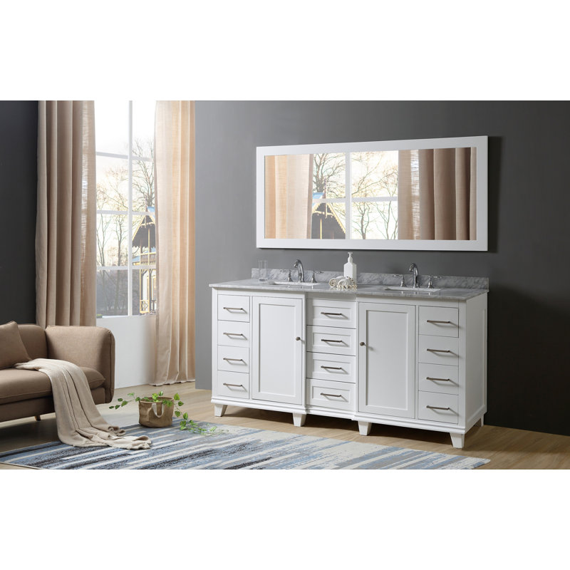 71'' Double Bathroom Vanity with Marble Top