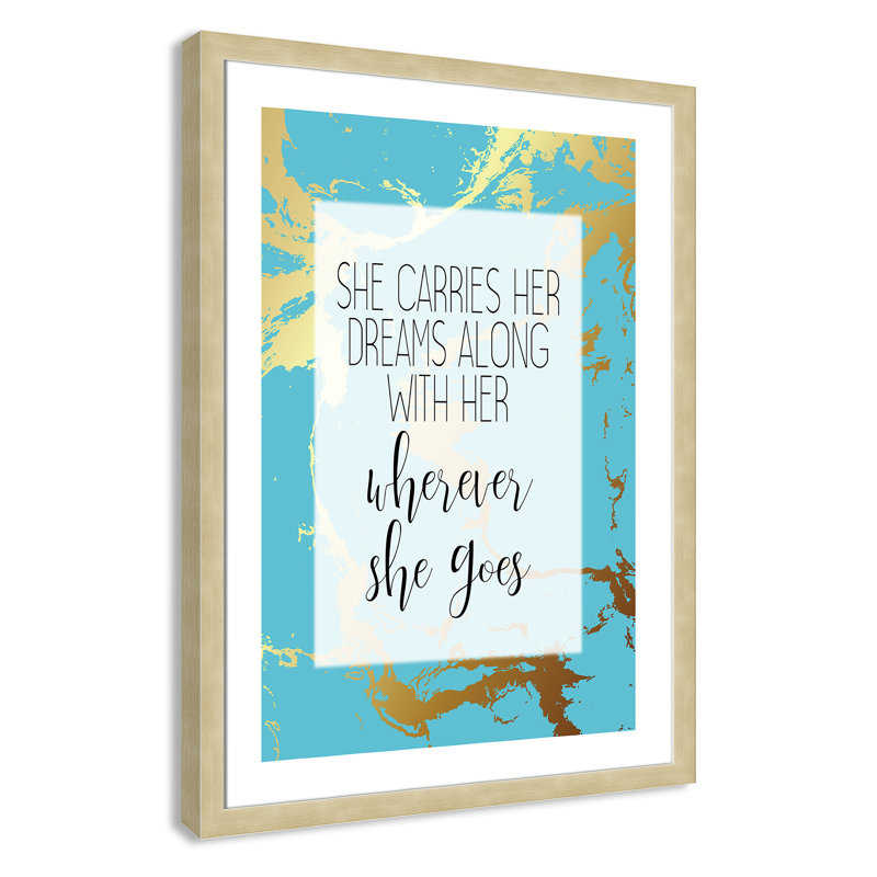 Wherever She Goes' Framed Art, 36.5" H x 26.5" W x 0.63" D, Champagne Flat Framed