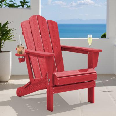 Chaise Adirondack pliante en PEHD Wolak avec porte-gobelet double