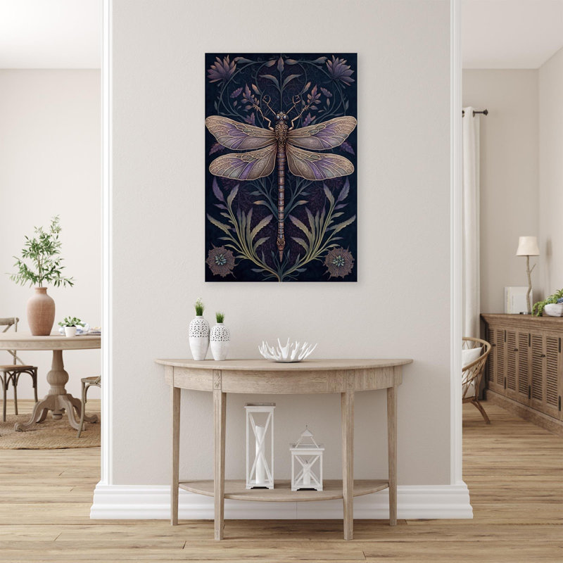 Lavande et libellule, impression sur toile tendue, H 36 po x L 24 po x l 1,25 po