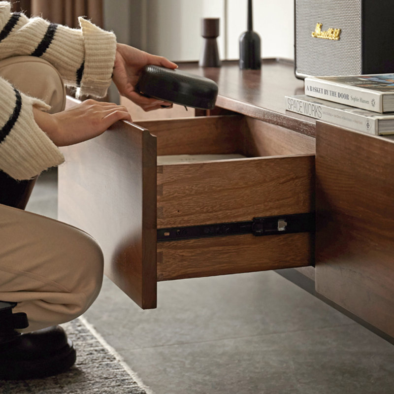 Modern Simple Style Black Walnut TV Stand, 72.83"