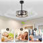 Caylie 18'' Modern Ripple Glass Reversible Bladeless Ceiling Fan with Lights and Remote, 6 Speeds Dimmable Drum Caged Ceiling Fan Light