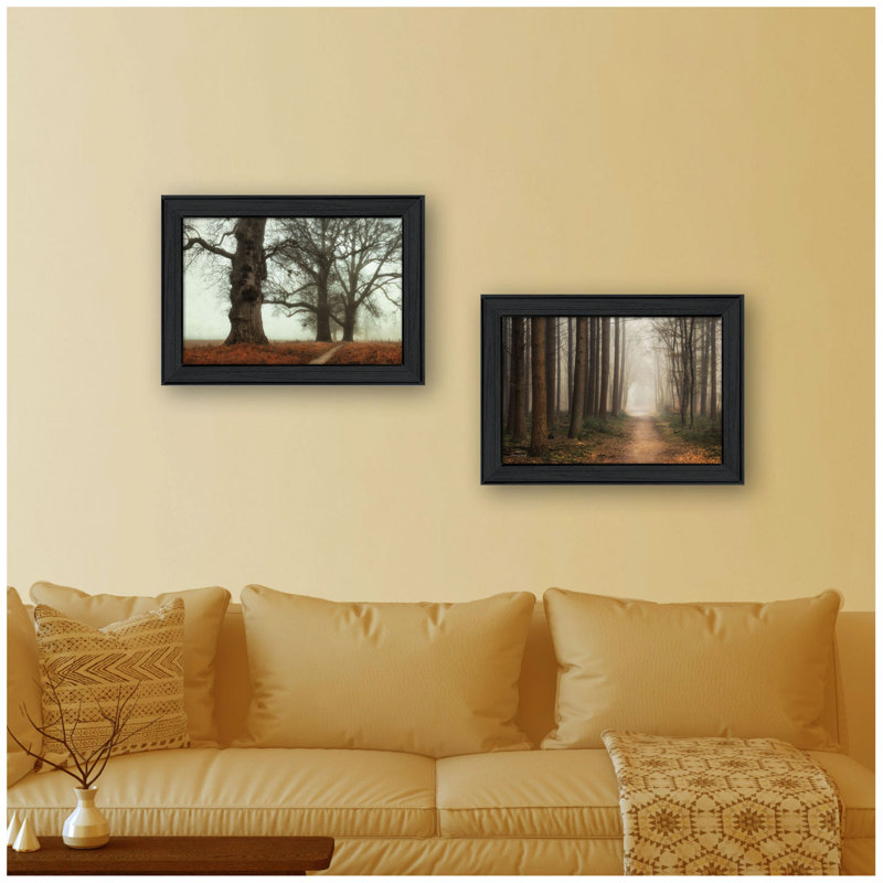 «Misty Trees Collection», vignette 2 pièces par Martin Podt, reproduction d'art encadrée, affiche prête à accrocher, cadre noir