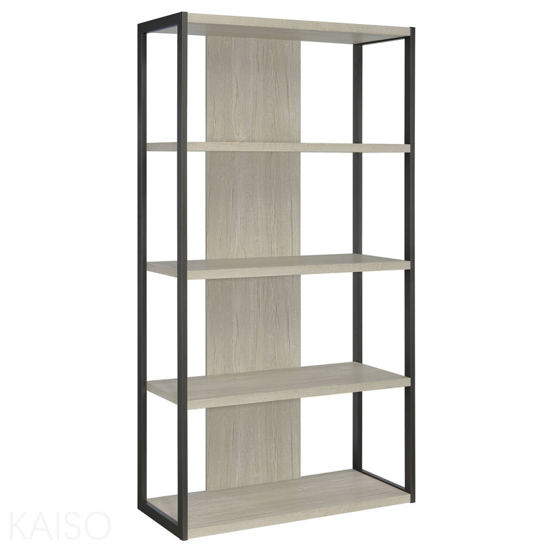 Whitewashed Grey 4-Shelf Bookshelf