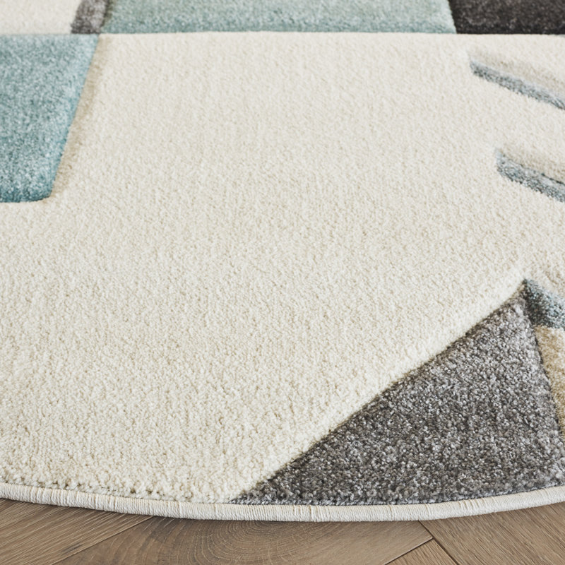 Jeromie Performance Geometric Rug, Round 6'7"
