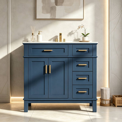 Meuble-lavabo simple 36 po avec comptoir en céramique 36 po