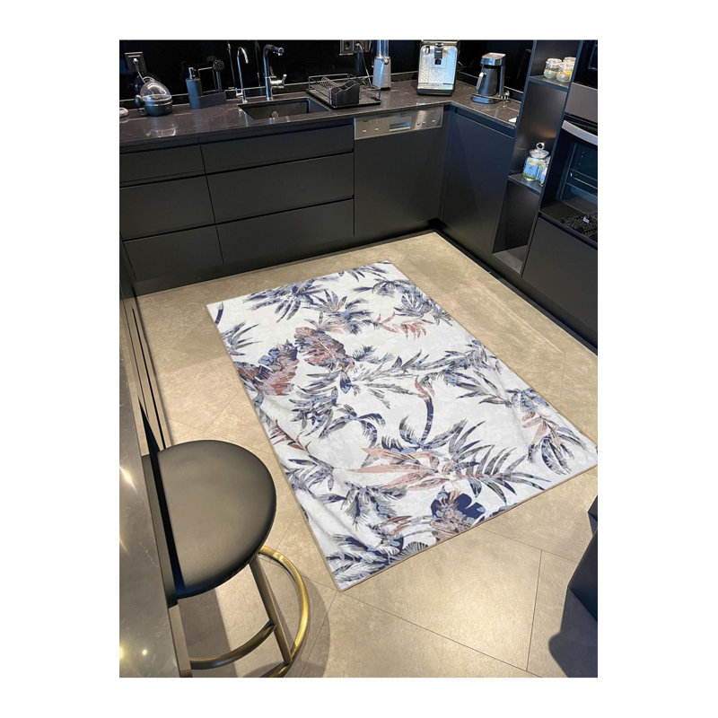 Tapis tissé à base botanique et lavable, Tapis de couloir 2 pi 6 po x 6 pi 7 po