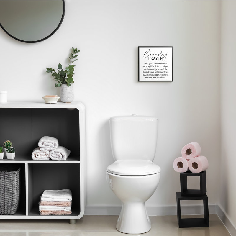 «Laundry Prayer», expression de la salle de bain, humour par lettré et doublé - Art textuel, Giclée encadrée noir minuit