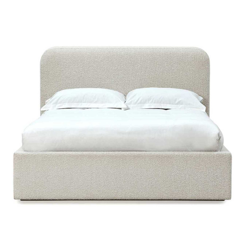 Lit plateforme tapissier Bailee, Roi, Boucle blanc