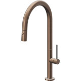 Pull-Down Kitchen Faucet With Button Sprayer - High Arc Spout