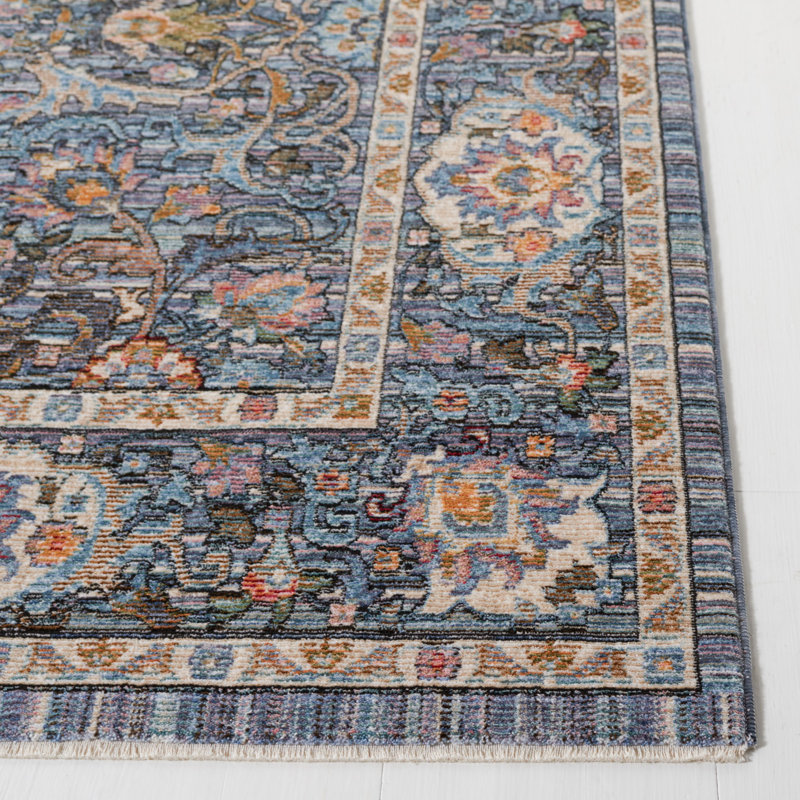 Blue and Ivory Hand-Knotted Stain-Resistant 6' x 9' Area Rug