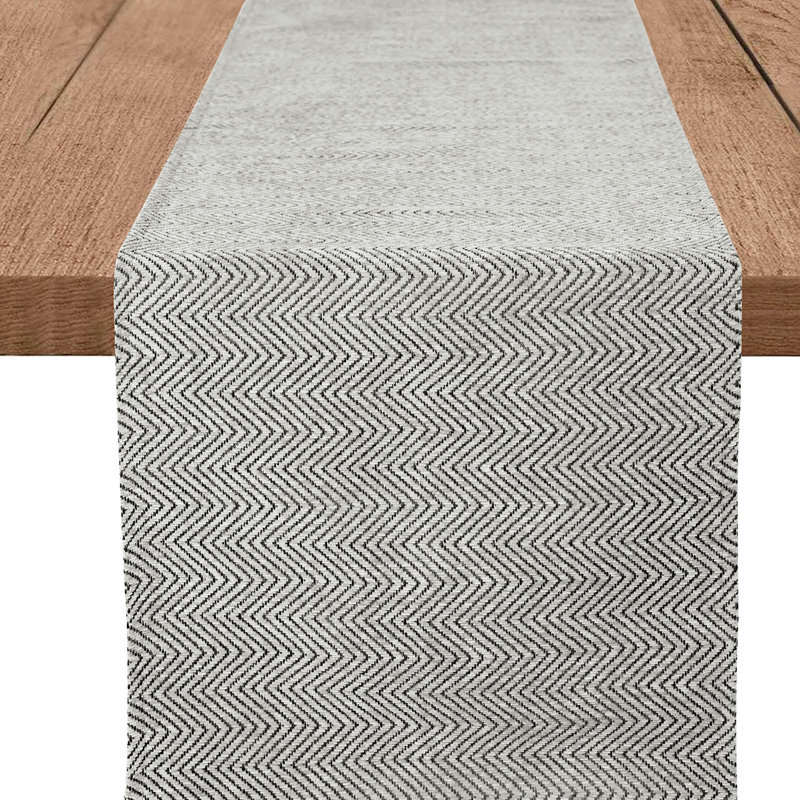 Chemin de table | Commode à foulard | Couvercle de meuble, L 14 po x L 48 po, Noir / blanc