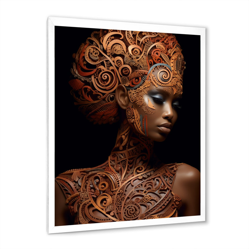 Exquis modèle d'art africain - reproduction, H 32 po x l 16 po x P 1 po, Cadre photo blanc