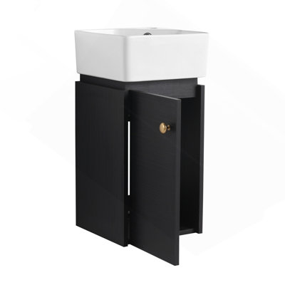 Meuble-lavabo avec lavabo 12 po pour petite salle de bain, meuble-lavabo avec porte à fermeture en douceur, petit meuble-lavabo avec lavabo, l 12 po x l 12 po x H 24,1 po