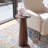 Solid Wood Round Drink Table - Walnut Finish, Sculptural Pedestal Accent / Martini Table, No Assembly - Enteka