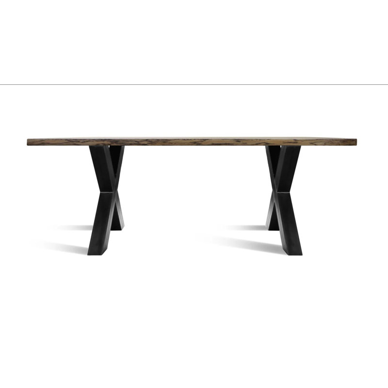 Ishpeming Solid Wood Top Metal Base Dining Table