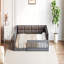 Lit plateforme tapissier en bois pleine grandeur avec garde-corps et coussin, gris-514111006