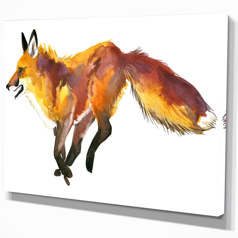 Illustration mignonne de renard-reproduction d’art, H 20 po x l 20 po x P 1 po, Toile tendue