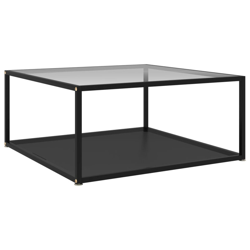 Frame Single Coffee Table, Transparent, 13.8" H x 31.5" L x 31.5" W, Black