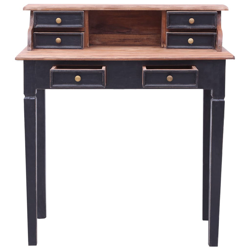 Braeli Solid Wood Top Writing Desk, Black