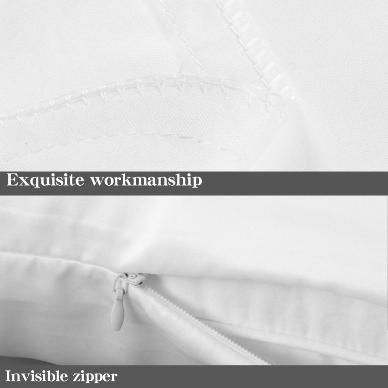 White Satin Silk Standard Pillowcases with Hidden Zipper