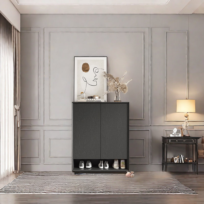 Simple Solid Wood Shoe Cabinet 24 Pair Shoe Storage Cabinet