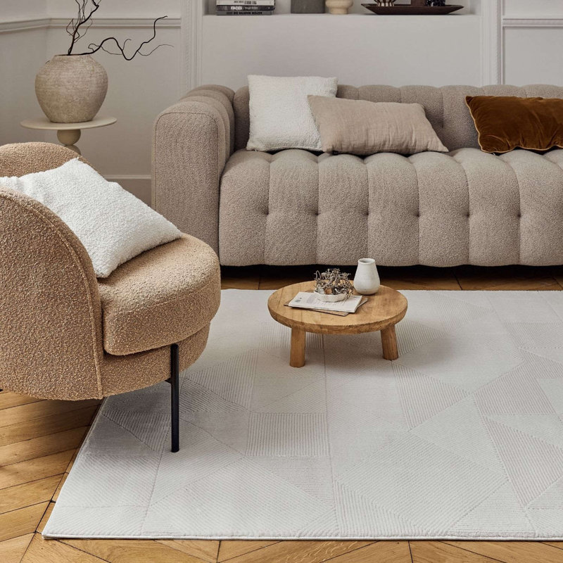 Carmel Modern Geometric Patterned Cream Area Rug, Rectangle 160 x 230 cm