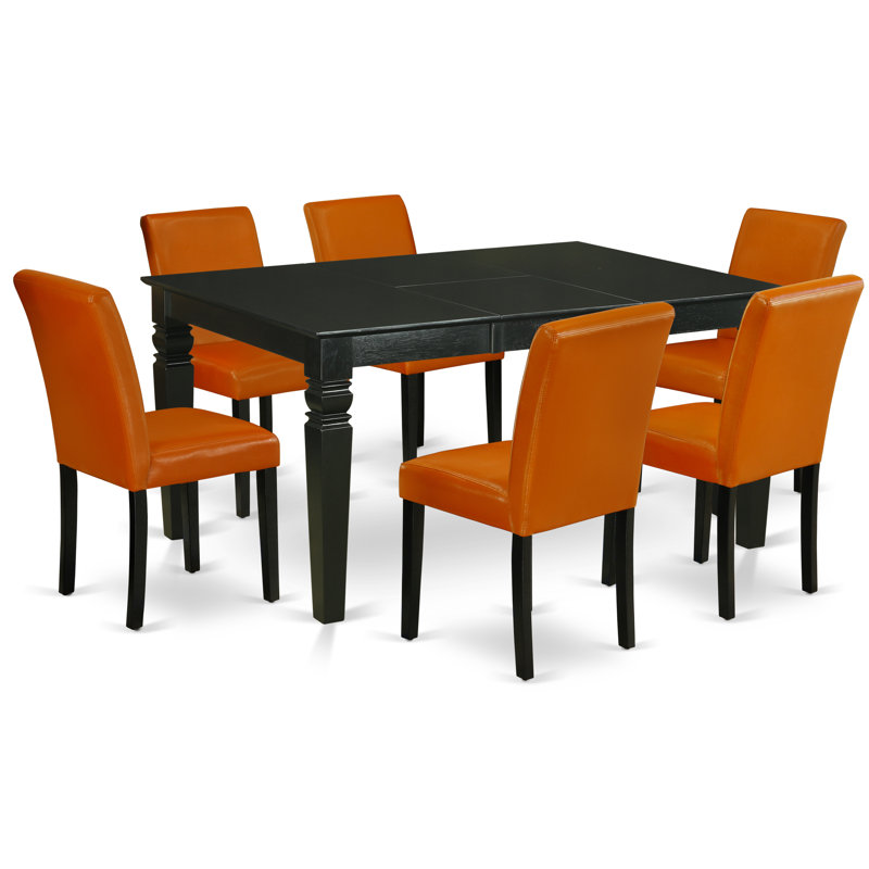 Ensemble de table de salle à manger 7 pièces 7 pièces, Noir, Fève au lard, 7
