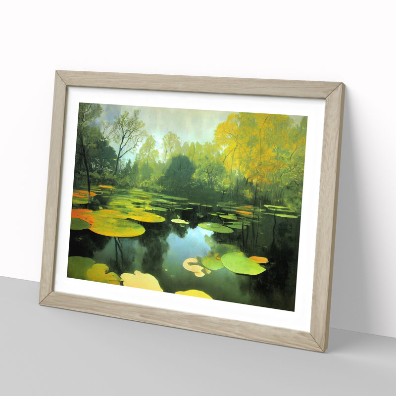 Stunning Pond - Single Picture Frame Painting, 25cm H x 34cm W x 2cm D, Oak Framed